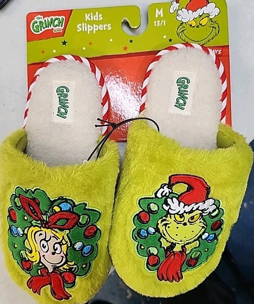 The Grinch Dr Seuss Kids Slippers